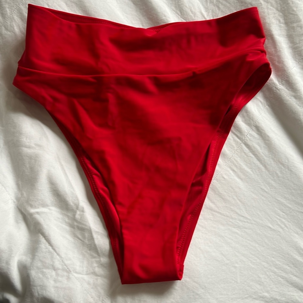 Aerie High Cut Cheeky Bikini Bottom size S Red